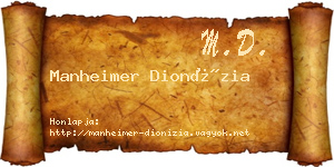 Manheimer Dionízia névjegykártya